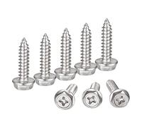 QUARKZMAN M6 x 25mm Tornillos Autorroscantes Hexagonales Phillips, Tornillos de Chapa de Acero Inoxidable 304 con Brida Hexagonal Tornillos de Cabeza Redonda Hexagonal, 10 Piezas