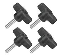 QUARKZMAN M6 x 25mm Tornillos Moleteados, 4pcs Perillas de Ala en T Rosca Macho de Acero Inoxidable 304 Tuerca Pomo de Mango Asas Ajustables Sujeción Manual para Máquina, Negro, 36mm Ancho