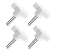 QUARKZMAN M6 x 25mm Tornillos Moleteados, 4pcs Perillas de Ala en T Rosca Macho de Acero Inoxidable 304 Tuerca Pomo de Mango Asas Ajustables Sujeción Manual para Máquina, Blanco, 36mm Ancho