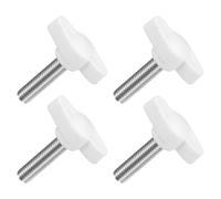 QUARKZMAN M6 x 25mm Tornillos Moleteados, 4pcs Perillas de Ala en T Rosca Macho de Acero Inoxidable 304 Tuerca Pomo de Mango Asas Ajustables Sujeción Manual para Máquina, Blanco, 27mm Ancho