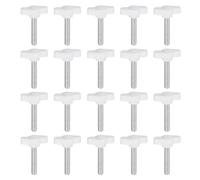 QUARKZMAN M6 x 30mm Ala Mango Perilla, 20pcs Manija de Sujeción Forma T Pomo de 27mm Ancho de Pulgar Tornillo de Cabeza Moleteada Rosca Macho Estándar para Instrumentos Carpintería, Blanco