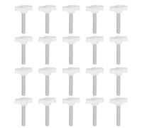 QUARKZMAN M6 x 35mm Ala Mango Perilla, 20pcs Manija de Sujeción Forma T Pomo de 27mm Ancho de Pulgar Tornillo de Cabeza Moleteada Rosca Macho Estándar para Instrumentos Carpintería, Blanco