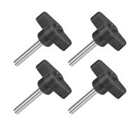 QUARKZMAN M6 x 35mm Tornillos Moleteados, 4pcs Perillas de Ala en T Rosca Macho de Acero Inoxidable 304 Tuerca Pomo de Mango Asas Ajustables Sujeción Manual para Máquina, Negro, 36mm Ancho
