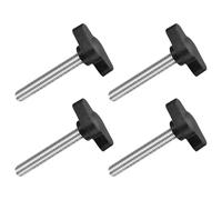 QUARKZMAN M6 x 40mm Tornillos Moleteados, 4pcs Perillas de Ala en T Rosca Macho de Acero Inoxidable 304 Tuerca Pomo de Mango Asas Ajustables Sujeción Manual para Máquina, Negro, 27mm Ancho