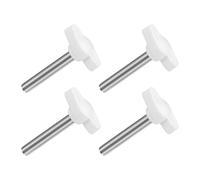 QUARKZMAN M6 x 40mm Tornillos Moleteados, 4pcs Perillas de Ala en T Rosca Macho de Acero Inoxidable 304 Tuerca Pomo de Mango Asas Ajustables Sujeción Manual para Máquina, Blanco, 27mm Ancho