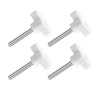 QUARKZMAN M6 x 40mm Tornillos Moleteados, 4pcs Perillas de Ala en T Rosca Macho de Acero Inoxidable 304 Tuerca Pomo de Mango Asas Ajustables Sujeción Manual para Máquina, Blanco, 36mm Ancho