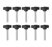 QUARKZMAN M6 x 45mm Ala Mango Perilla, 10pcs Manija Negro de Sujeción Forma T Pomo de 27mm Ancho de Pulgar Tornillo de Cabeza Moleteada Rosca Macho Estándar para Taladros Carpintería