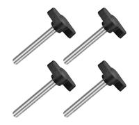 QUARKZMAN M6 x 45mm Tornillos Moleteados, 4pcs Perillas de Ala en T Rosca Macho de Acero Inoxidable 304 Tuerca Pomo de Mango Asas Ajustables Sujeción Manual para Máquina, Negro, 27mm Ancho