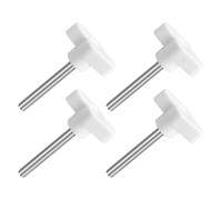 QUARKZMAN M6 x 45mm Tornillos Moleteados, 4pcs Perillas de Ala en T Rosca Macho de Acero Inoxidable 304 Tuerca Pomo de Mango Asas Ajustables Sujeción Manual para Máquina, Blanco, 36mm Ancho