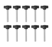 QUARKZMAN M6 x 55mm Ala Mango Perilla, 10pcs Manija Negro de Sujeción Forma T Pomo de 27mm Ancho de Pulgar Tornillo de Cabeza Moleteada Rosca Macho Estándar para Taladros Carpintería