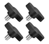 QUARKZMAN M6 x 8mm Tornillos Moleteados, 4pcs Perillas de Ala en T Rosca Macho de Acero Inoxidable 304 Tuerca Pomo de Mango Asas Ajustables Sujeción Manual para Máquina, Negro, 27mm Ancho