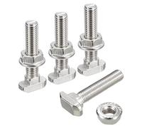 QUARKZMAN M8*40 Conjunto de Tornillos de Cabeza de Martillo, 20pcs Perno de Caída en Ranura en T Deslizantes T-Nut con 20pcs Tuercas Hexagonales de Brida para Serie 40 Aluminio Perfil