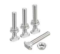 QUARKZMAN M8*50 Conjunto de Tornillos de Cabeza de Martillo, 20pcs Perno de Caída en Ranura en T Deslizantes T-Nut con 20pcs Tuercas Hexagonales de Brida para Serie 40 Aluminio Perfil