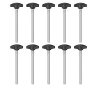 QUARKZMAN M8 X 100mm Ala Mango Perilla, 10pcs Manija Negro de Sujeción Forma T Pomo de 36mm Ancho de Pulgar Tornillo de Cabeza Moleteada Rosca Macho Estándar para Taladros Carpintería