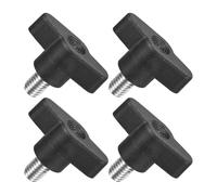 QUARKZMAN M8 x 12mm Tornillos Moleteados, 4pcs Perillas de Ala en T Rosca Macho de Acero Inoxidable 304 Tuerca Pomo de Mango Asas Ajustables Sujeción Manual para Máquina, Negro, 36mm Ancho