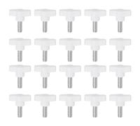 QUARKZMAN M8 x 14mm Ala Mango Perilla, 20pcs Manija de Sujeción Forma T Pomo de 36mm Ancho de Pulgar Tornillo de Cabeza Moleteada Rosca Macho Estándar para Instrumentos Carpintería, Blanco