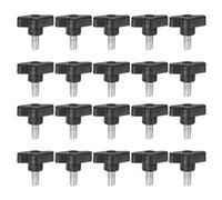 QUARKZMAN M8 x 16mm Ala Mango Perilla, 20pcs Manija de Sujeción Forma T Pomo de 36mm Ancho de Pulgar Tornillo de Cabeza Moleteada Rosca Macho Estándar para Instrumentos Carpintería, Negro