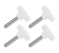QUARKZMAN M8 x 40mm Tornillos Moleteados, 4pcs Perillas de Ala en T Rosca Macho de Acero Inoxidable 304 Tuerca Pomo de Mango Asas Ajustables Sujeción Manual para Máquina, Blanco, 36mm Ancho