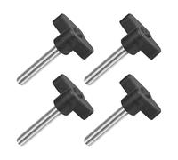 QUARKZMAN M8 x 45mm Tornillos Moleteados, 4pcs Perillas de Ala en T Rosca Macho de Acero Inoxidable 304 Tuerca Pomo de Mango Asas Ajustables Sujeción Manual para Máquina, Negro, 36mm Ancho