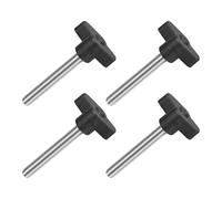 QUARKZMAN M8 x 60mm Tornillos Moleteados, 4pcs Perillas de Ala en T Rosca Macho de Acero Inoxidable 304 Tuerca Pomo de Mango Asas Ajustables Sujeción Manual para Máquina, Negro, 36mm Ancho