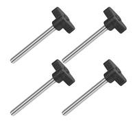 QUARKZMAN M8 x 80mm Tornillos Moleteados, 4pcs Perillas de Ala en T Rosca Macho de Acero Inoxidable 304 Tuerca Pomo de Mango Asas Ajustables Sujeción Manual para Máquina, Negro, 36mm Ancho
