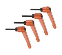 QUARKZMAN Manijas de palanca de sujeción M4x25mm rosca macho 4 piezas | Manija perillas ajustables naranja, trinquete botón pulsador, perno giratorio bloqueo liberación rápida, para torno