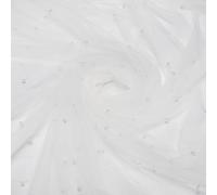 QUARKZMAN Mantel Perlas 10 Pies, Tela con Perlas 108x60 Pulgadas, Tulle Suave Encaje, Malla Tulle para Decoración De Mesa, Ducha De Novia, Arco Nupcial, Velo, Blanco Ártico