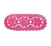 QUARKZMAN Manteles De Encaje De Ganchillo 22" X 10" Manteles Ovalados De Encaje Hechos A Mano con Diseño De 3 Flores Posavasos De Algodón para Decoración De Bodas Y Fiestas Color Rojo Rosa