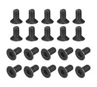 QUARKZMAN Meccaniche A Testa Piatta Torx Antifurto M5-0.8x10mm, 20Pz Acciaio Lega Grado 10.9, Attacco Torx, Testa Svasata, Filettatura Completa, Finitura Ossidata Nera