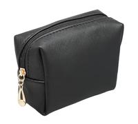 QUARKZMAN Mini Maquillaje Bolsas, 4" x 3" PU Impermeable Viaje Tocador Artículos Almacenamiento Bolsa Portátil Maquillaje Bolsa, Lindo Pijo Cosméticos Bolso con Cremallera (Negro)