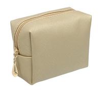 QUARKZMAN Mini Maquillaje Bolsas, 4" x 3" PU Impermeable Viaje Tocador Artículos Almacenamiento Bolsa Portátil Maquillaje Bolsa, Lindo Pijo Cosméticos Bolso con Cremallera (Bronce)