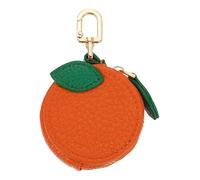 QUARKZMAN Monedero Portamonedas En Forma De Naranja con Llavero Monedero De Cuero con Cremallera Charm Divertido En Forma De Fruta para Mujeres Niñas Bolsos Mochilas Decoración Carteras