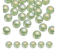 QUARKZMAN Mosaicos De Vidrio De 12mm, 300gPcs Vidrio Iridiscentes Redondas Recicladas A Granel Para Decoración De Macetas Acuarios Proyectos De Jardín Arte Manual DIY, Verde Iridiscente