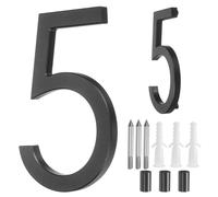 QUARKZMAN Números Flotantes Para Casa, 5 Pulgadas Números Dirección Modernos Aluminio Sólido Para Exterior Con Kit Clavos Para Casa Calle Oficina Buzón (Número 5, Negro)