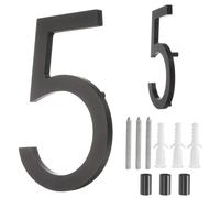 QUARKZMAN Números Flotantes Para Casa, 6 Pulgadas Números Dirección Modernos Aluminio Sólido Para Exterior Con Kit Clavos Para Casa Calle Oficina Buzón (Número 5, Negro)