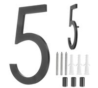 QUARKZMAN Números Flotantes Para Casa, 8 Pulgadas Números De Dirección Modernos En Aluminio Sólido Para Exterior Con Kit De Clavos Para Casa Calle Oficina Buzón (Número 5, Negro)