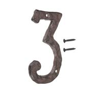 QUARKZMAN Números Y Letras Para Dirección, 140mm Números De Dirección Vintage De Hierro Fundido Para Exterior, Números De Casa Sólidos Para Señalizacións Y Hoteles (Número 3, Marrón)