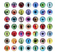 QUARKZMAN Ojos de Dragón 12mm Mezcla Verde Rojo Azul 100 Piezas | de Vidrio, Mixto, Espalda Plana Cabujones, para Muñecas de Animales de Ganchillo y Arcilla, Manualidades, Bricolaje, Joyería