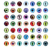 QUARKZMAN Ojos de Dragón de Cristal 8mm Mixto 100 Piezas | Verde Rojo Azul, Estilo Variado, Plano Espalda, Cabujones Ojos Animales para Ganchillo, Arcilla, Manualidades y Joyería