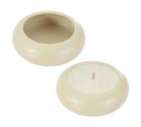 QUARKZMAN Pack De 2 Portavelas De Piedra para Velas Tealight Beige | Portavelas De Cerámica Hechos A Mano, Para Decoración Del Hogar Jardín Centro De Mesa Bodas Estanterías