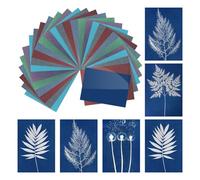 QUARKZMAN Papel de cianotipo, 36 hojas de papel de impresión solar, papel solar de alta sensibilidad, papel de manualidades de colores con placa acrílica para adultos, proyecto de bricolaje, arte