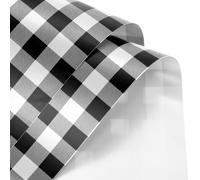 QUARKZMAN Papel de Envoltura de Flores Impermeable Estampado a Cuadros Blanco y Negro para Empaque de Regalos 58cm x 58cm Utilizado para Manualidades y Empaque de Ramo 10 Unidades