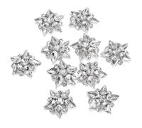 QUARKZMAN Parches de Estrella de Cuentas Hechos a Mano, 10 Piezas de Aplicaciones de Cristal de Vidrio con Estrás en Forma de Estrella para Ropa, Accesorios de Costura DIY, Blanco