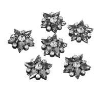 QUARKZMAN Parches de Estrella de Cuentas Hechos a Mano, 6 Piezas de Aplicaciones de Cristal de Vidrio con Estrás en Forma de Estrella para Ropa, Accesorios de Costura DIY, Gris