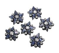 QUARKZMAN Parches de Estrella de Cuentas Hechos a Mano, 6 Piezas de Aplicaciones de Cristal de Vidrio con Estrás en Forma de Estrella para Ropa, Azul Oscuro