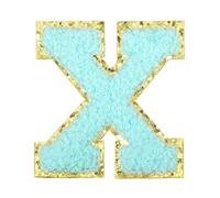 QUARKZMAN Parches De Hierro para Planchar De Letras Aplicación De Bordado | Parches Iniciales De Letra-X De Felpa De 2.2", De Alfabeto, Con Borde Dorado, Con Pegatina adherente