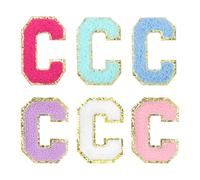 QUARKZMAN Parches De Letras De Felpa 2.2" Alfabeto Autoadhesivo C Parche Bordado Pegatinas De Letras Para Coser Aplicación Para Reparar Ropa Jeans Zapatos (Multicolor, Paquete De 6)