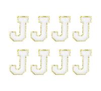 QUARKZMAN Parches De Letras De Felpa 2.2" Autoadhesivos Alfabeto J Parche Bordado Pegatina De Letras Aplicación Para Reparar Ropa Jeans Zapatos Gorros DIY (Blanco, Paquete De 8)