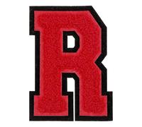 QUARKZMAN Parches De Letras De Felpa 4" Alfabeto R Parches Para Planchar Aplicaciones Decorativas Para Coser Para Reparar Ropa Jeans Zapatos Gorros DIY (Borde Negro Rojo)