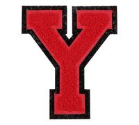 QUARKZMAN Parches De Letras De Felpa, 4" Alfabeto Y Parches Para Planchar Aplicaciones Decorativas Para Coser Para Reparar Ropa Jeans Zapatos Gorros DIY (Borde Negro Rojo)